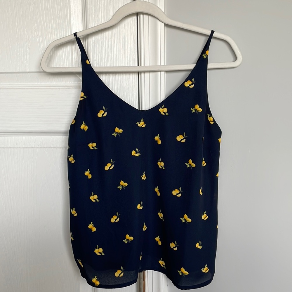 Banana Republic Navy Blue Cami with Lemons